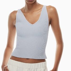 Aritzia Babaton Sculpted Ribbed v-neck tank v-back beach summer taupe small